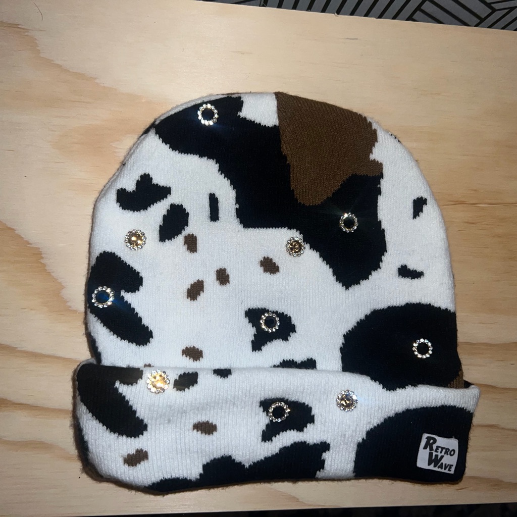 Bedazzled Cow Print Skully